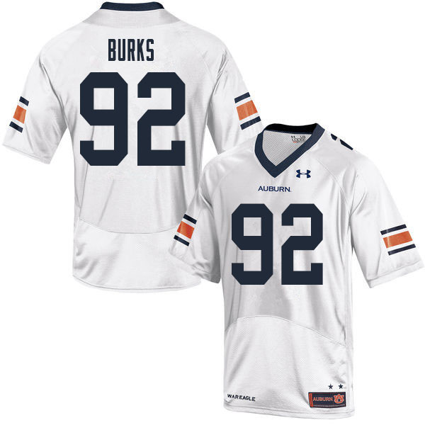 Men #92 Marquis Burks Auburn Tigers College Football Jerseys Sale-White - Click Image to Close